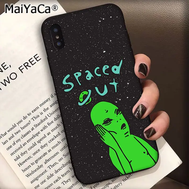 MaiYaCa Trippy Tie Dye Peace Alien силиконовый черный чехол для телефона для Apple iphone 11 pro 8 7 66S Plus X XS MAX 5S SE XR чехол s - Цвет: A9