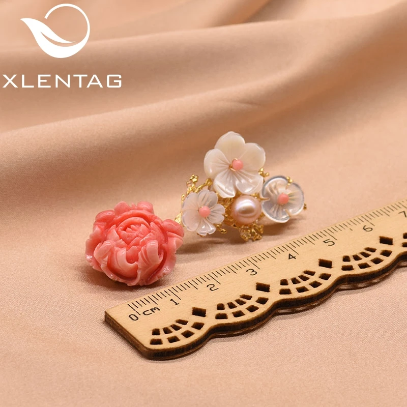 XlentAg серьги подвески из натурального жемчуга розовые коралловые Женские
