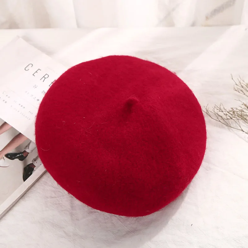 2019 женский элегантный шерстяной берет зимняя теплая Женская шапка для художника