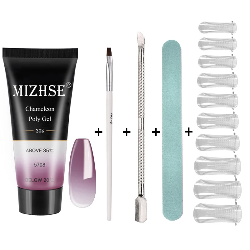 MS-Set03-WB5708 MIZHSE кристальная Желейная резинка поли гель набор 30 набор пластиковых бутылок для шампуней/кремов желе строитель ногтей палец расширение жесткий гель УФ маникюрный лак Советы - Цвет: MS-Set03-WB5708