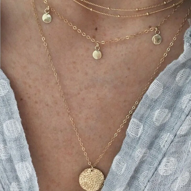 Новое ожерелье 2021 ожерелья с блестками для женщин Ретро многослойный цепочки