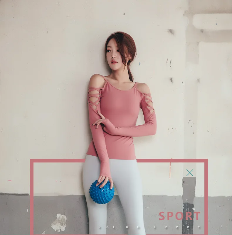 Женский костюм для йоги с длинными рукавами женская спортивная одежда без