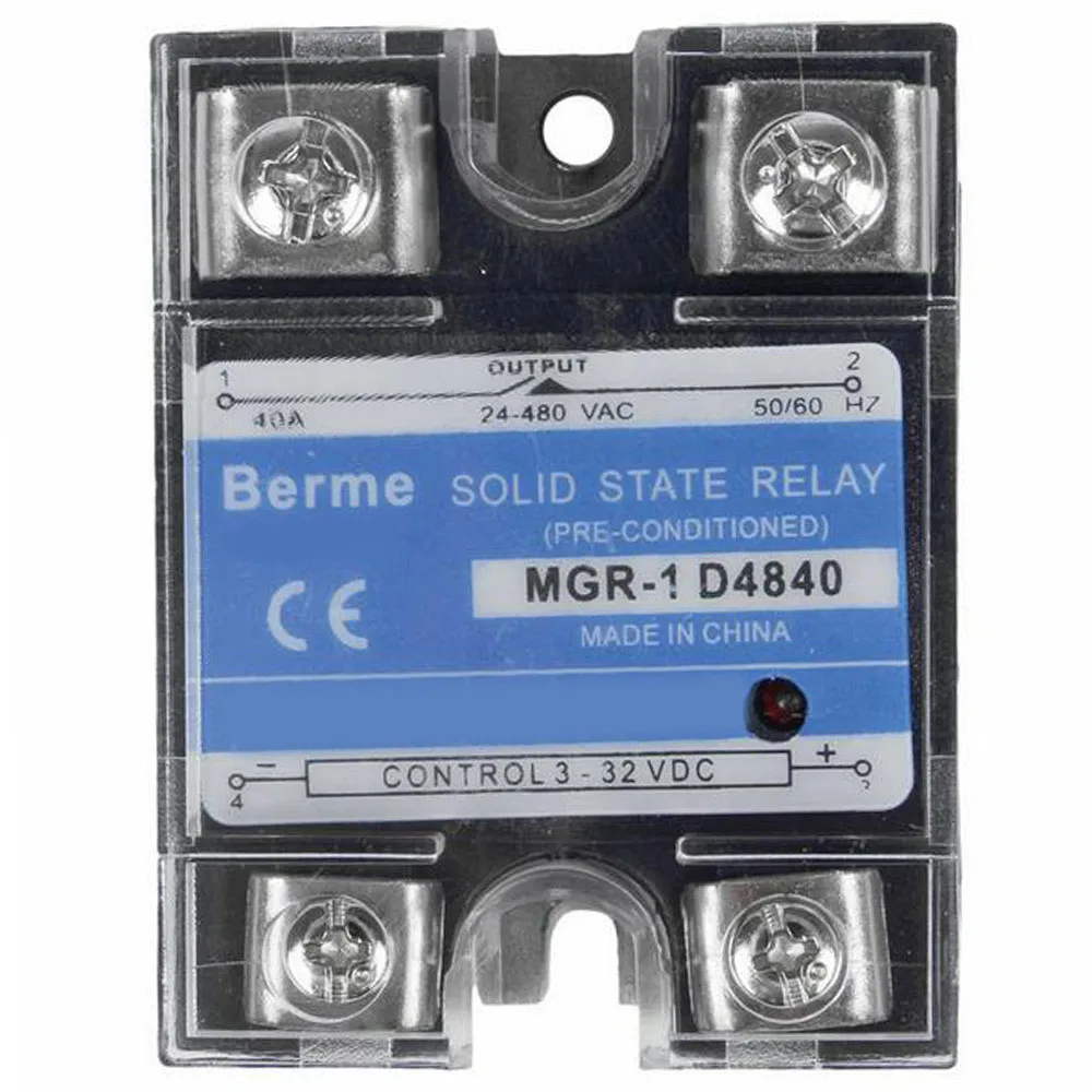 Однофазное твердотельное реле SSR с 24-480 В переменного тока на 3-32 постоянного для