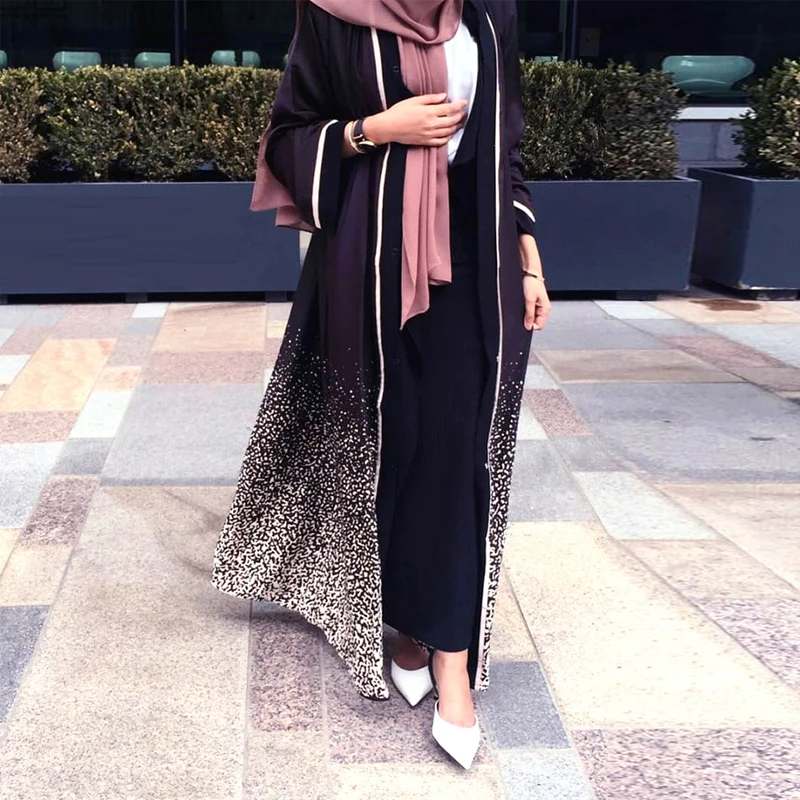 Открытый кафтан Дубай Abaya кимоно мусульманское платье женское турецкое