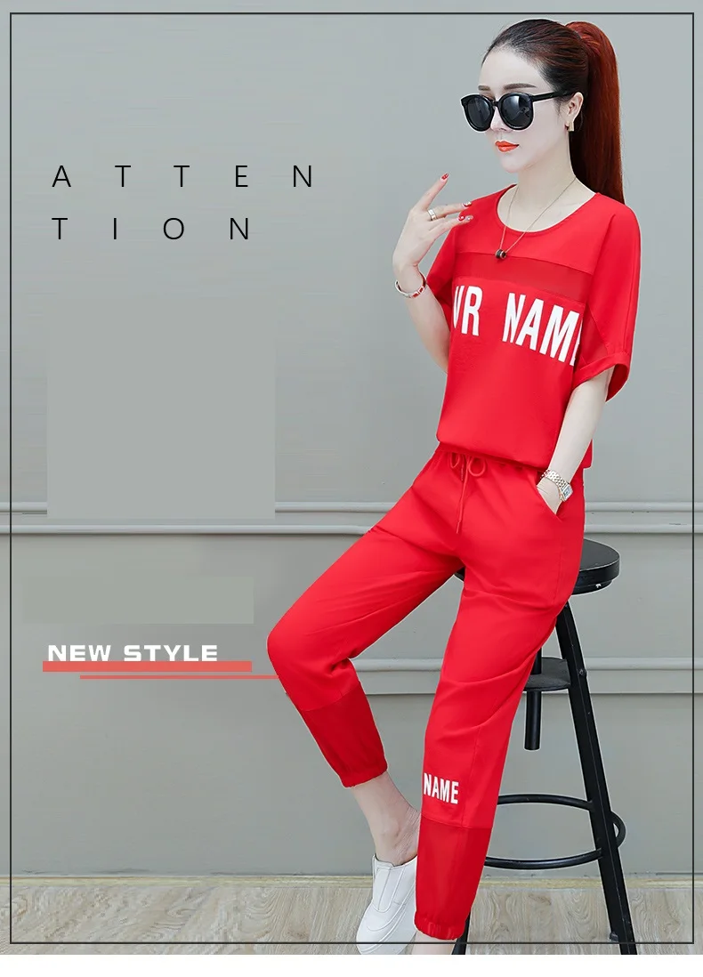 Stylish clothes Sporting suit female 2 piece set Large size clothing for women Leisure Knitted pullover Top women clothing 09