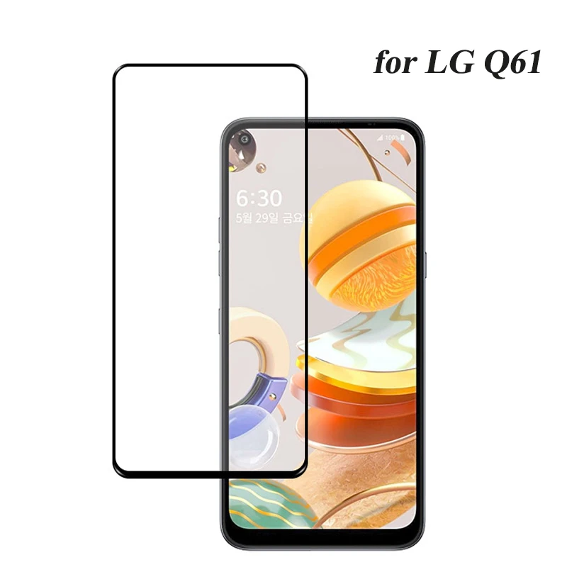 

Clear Tempered Glass For LG Q61 Black Edge Glass Screen Protector For LG Q 61 2.5D Full Cover 9H Hardness Protective Front Film