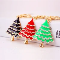 christmas tree keychain key ring for women golden clear rhinestone keychain for key accessories for christmas gifts