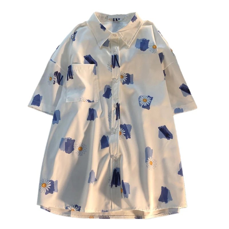 

Summer retro full print flowers loose bf lazy style short-sleeved shirt women