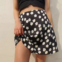 women skirt summer aesthetic mini skirts high waist satin floral printed short skirt sexy pencil black skirts womens 2022