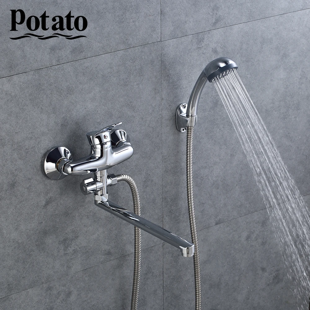 potato bathroom faucets economic type cheap tap wall mounted hot and cold water faucet for bathroom with shower head p21214 free global shipping