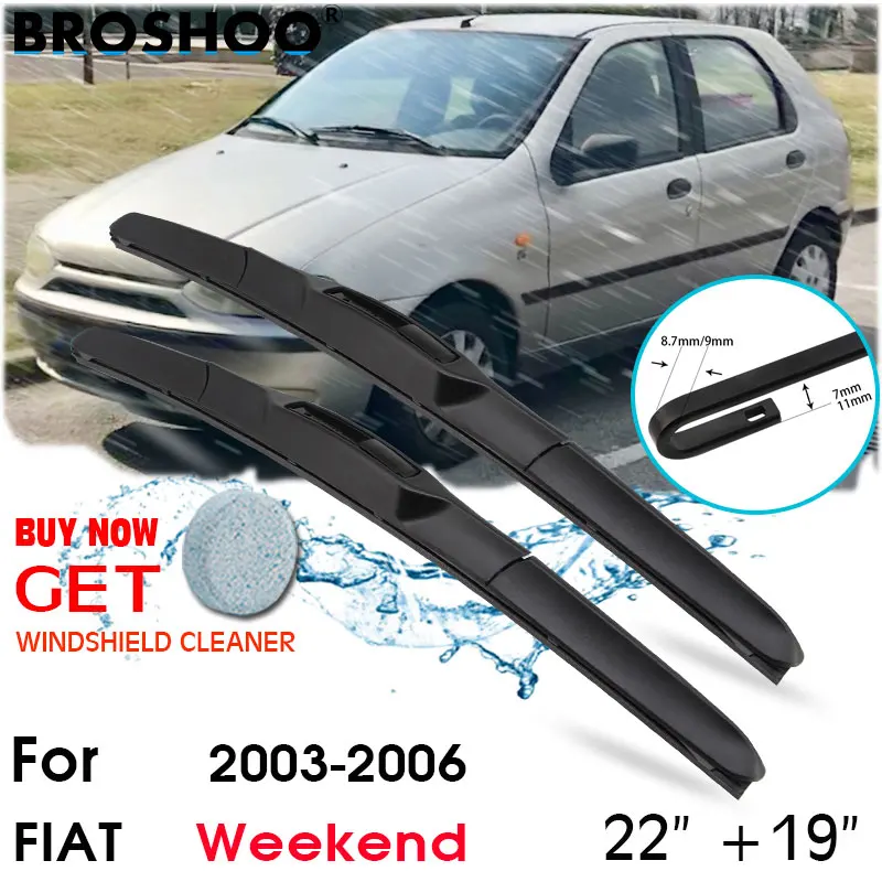 

Car Wiper Blade Front Window Windscreen Windshield Wiper Fit J hook Blades Accessories For FIAT WEEKEND 22''+19''2003-2006