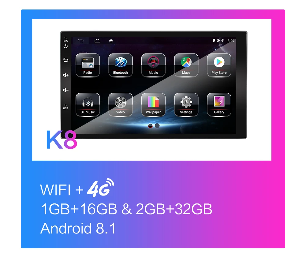 2 Din " Android 8,1 Автомагнитола 2DIN HD Авторадио 4G WiFi USB FM Аудио Видео Мультимедиа стерео плеер универсальный gps навигация