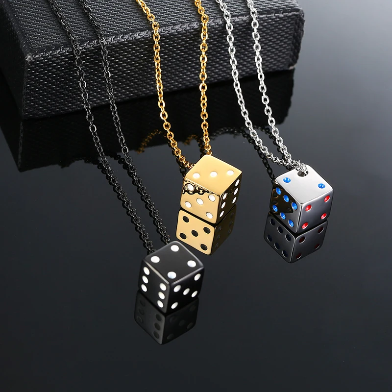 

Квадратные игральные кубики из нержавеющей стали ожерелье золотого цвета цепочка хип-хоп стиль ювелирные изделия подарок для мужчин