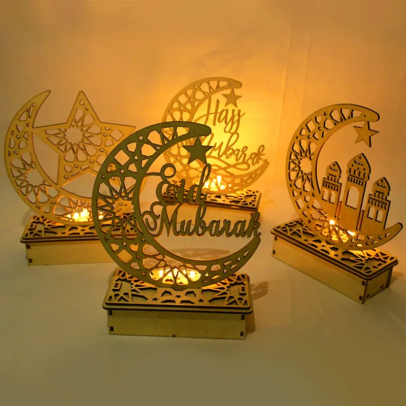 

Wooden LED Plaque Ornaments Kareem Gift Eid Mubarak Decoration Accessories Ramadan Decoration Islamic Pendant Party Supplies