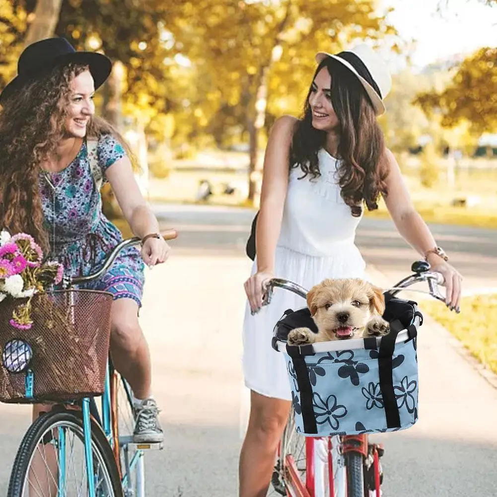 Велосипедная корзина складная переноска для маленьких домашних питомцев кошек и