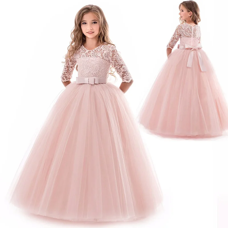 Girls Summer Dress Kids Lace Wedding Dresses Elegant Prom Children Girl Princess Long 4-14 Years WGD0033 | Детская одежда и обувь