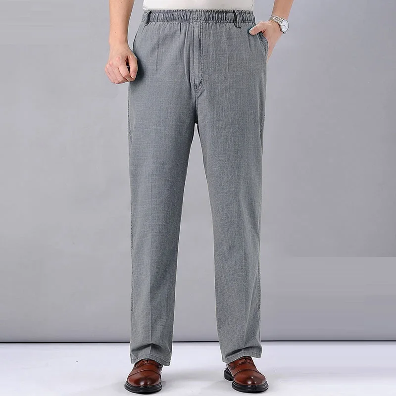 

2020 New Arrival Autumn Summer Casual Pants Natural Cotton Linen Tall waist Plus Size 5XL Flax Breathable Loose men's trousers
