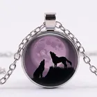 Роскошное ожерелье с кабошоном из стекла с изображением воющего волка и Луны, Женская цепочка, модные подарки для нее