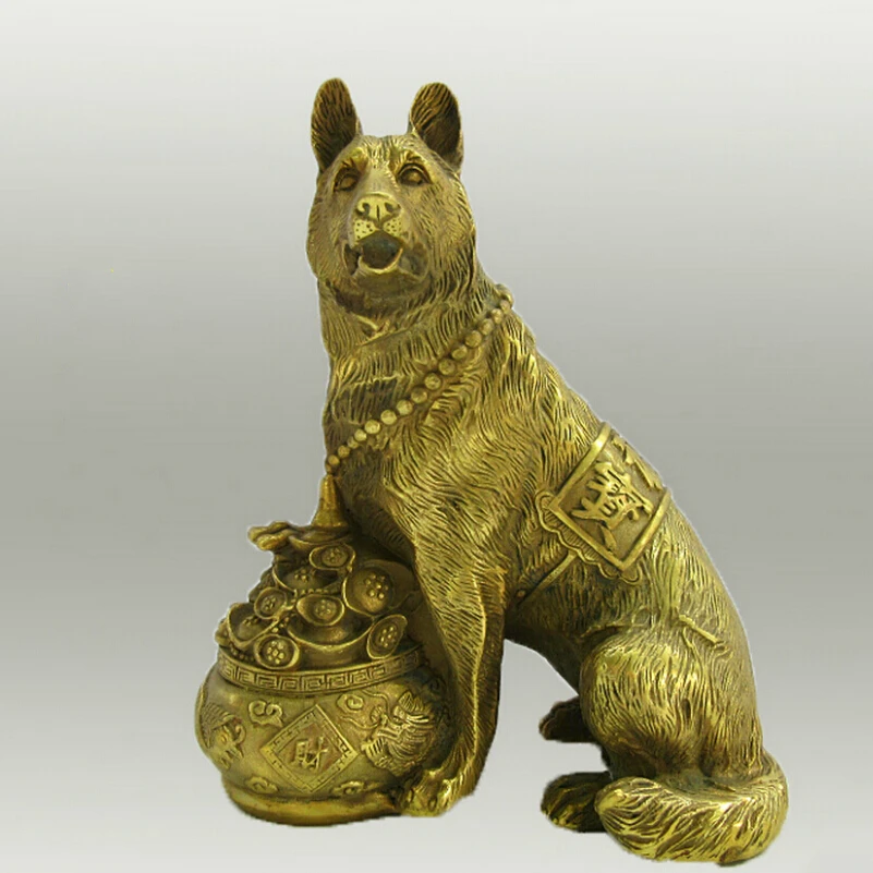 

Коллекционная китайская декоративная латунная резная скульптура денежная собака/металлическая статуя собаки 01
