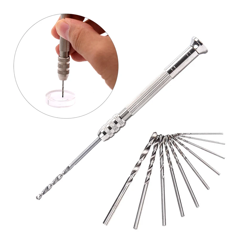 

Metal Hand Drill Equipments with 0.8mm-3.0mm Twist Drill Screw Precision Screwdriver Kit Handmade Watch Jewelry Eyeglasses Tools