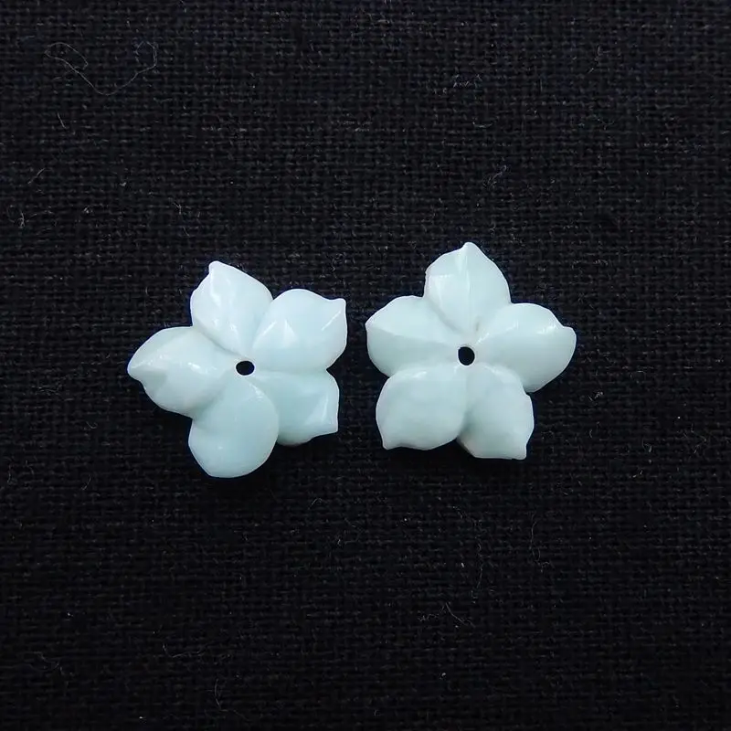 

Natural Larimar Flower Earrings Bead, stone for earrings making, 14x3mm, 2g