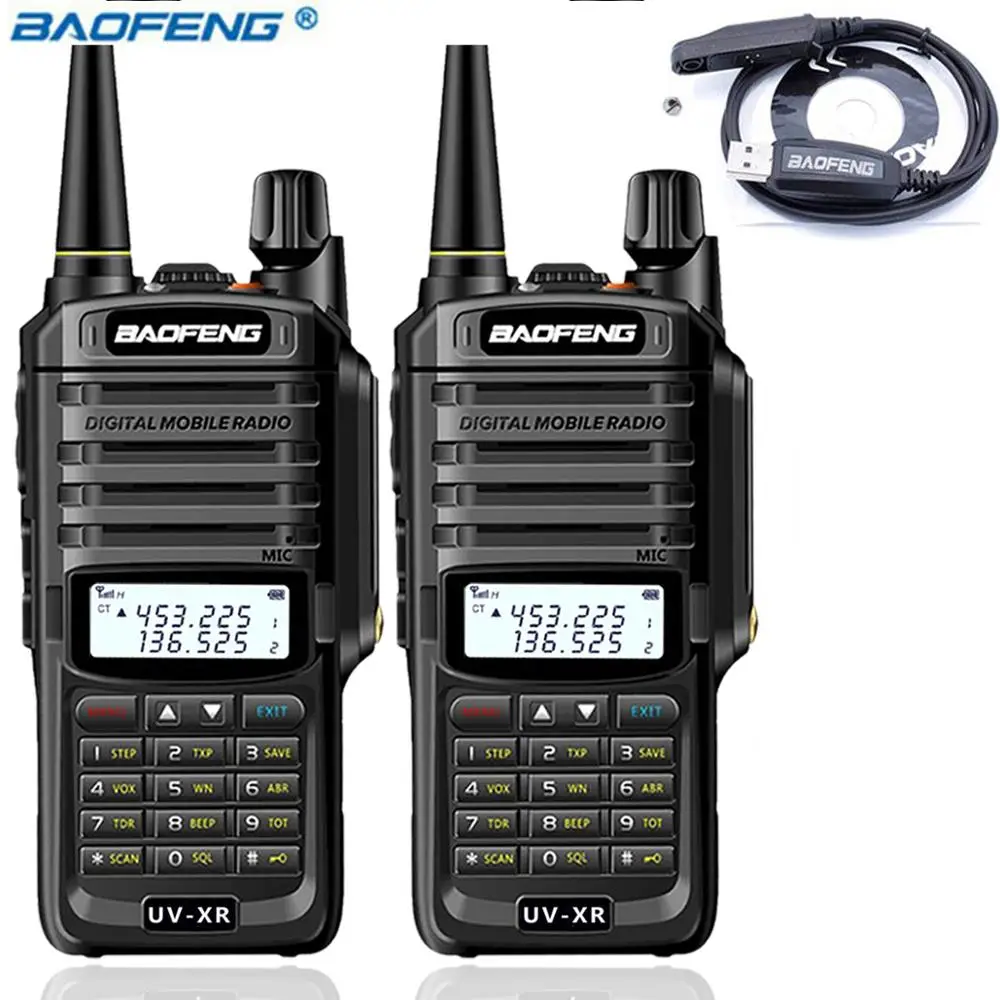 program cable 2 шт. Baofeng UV-XR 10 Вт Высокая мощность IP67 Водонепроницаемый двухстороннее радио Двухдиапазонная портативная рация для охоты, пешего туризма, дождя - Цвет: program cable