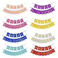 13 flags happy birthday banner letter print shining paper bunting garland for kids adults birthday party decorations supplies