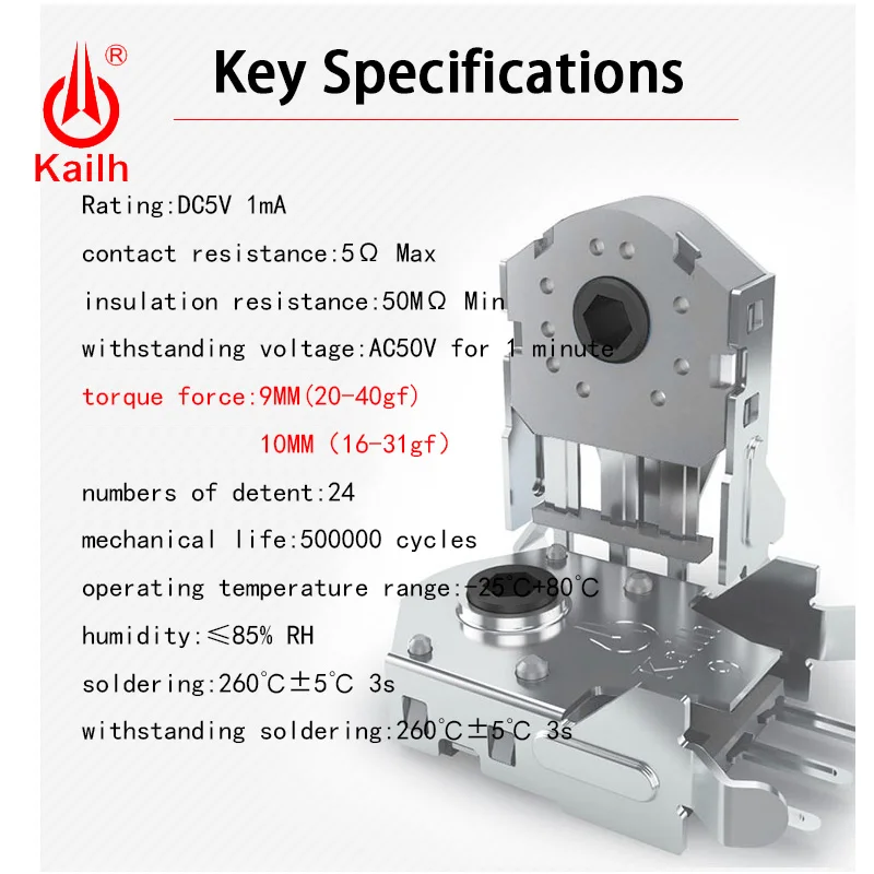 Поворотный кодировщик колеса прокрутки мыши Kailh 9/10 мм с полусквозным валом 1 74