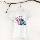 Футболка женская, черно-белая, с мультяшным принтом Лило и Стич