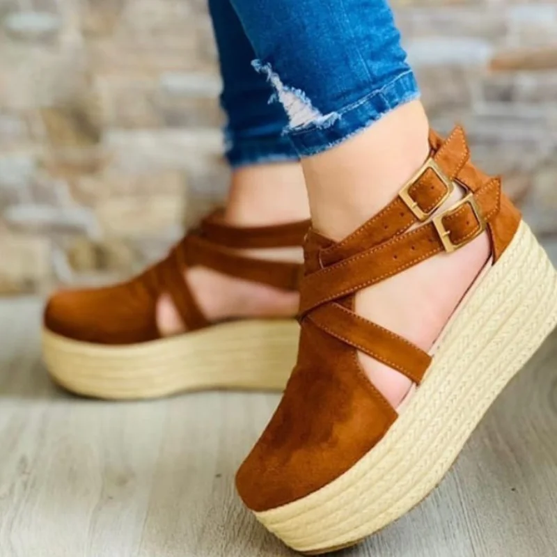 

Women Flats Sandals Platform Shoes Fashion Lace-up Straw The Heel Wedges Sneakers Vulcanize Shoes Casual Shoes Zapatillas Mujer