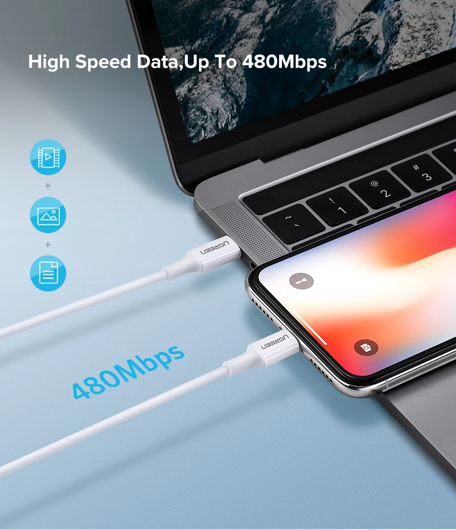 Ugreen MFI certified usb type c to lightning charging cable for iPhone xs xr 8 7 6s 5s 11 apple ipad fast charger PD cable short