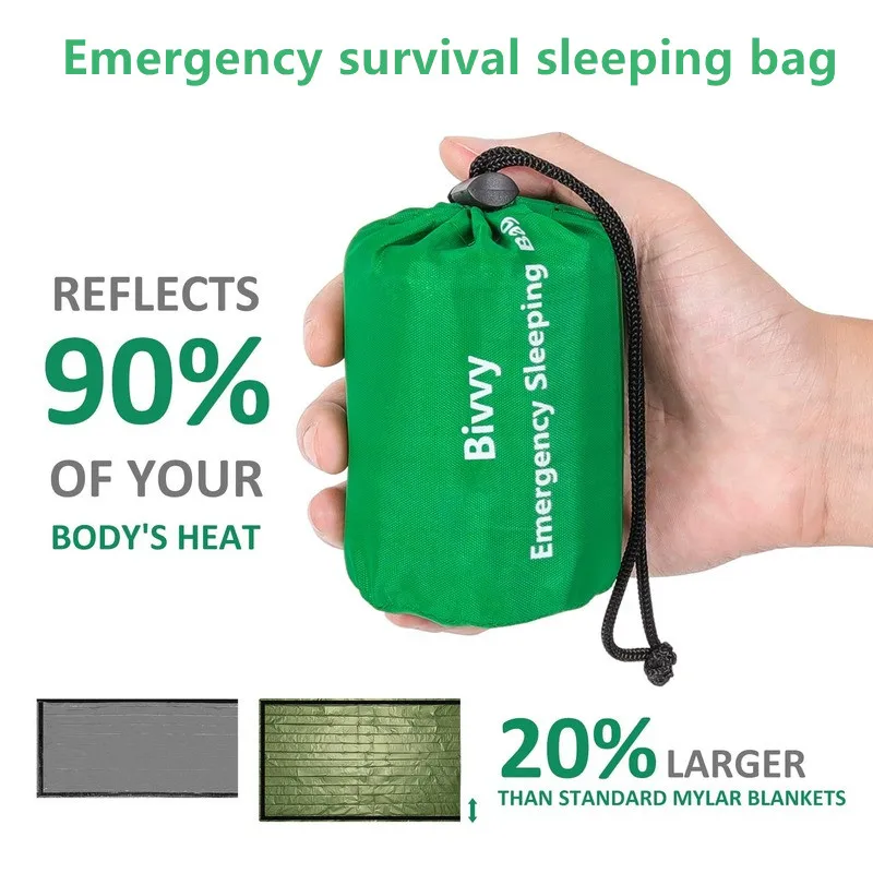 

Waterproof Lightweight Thermal Emergency Sleeping Bag Bivy Sack - Survival Blanket Bags Camping, Hiking, Outdoor, Activities