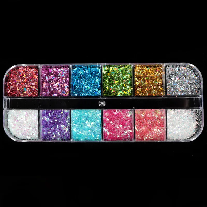 

12color Laser Irregular Large Fragments Sequins Mixed Color Laser Sequins Gold and Silver Pieces Candy Nail Art Decorative Nails
