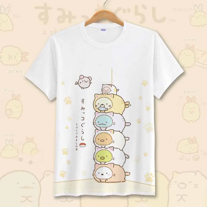 Новый аниме Sumikko Gurashi хлопковые футболки для мальчиков и девочек с рисунками