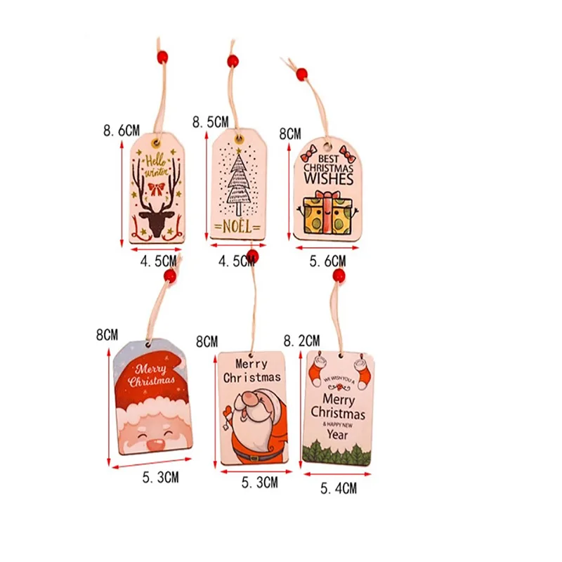 

2pcs Christmas Wooden Sign Label Pendants Ornaments for New Year Gift Decor