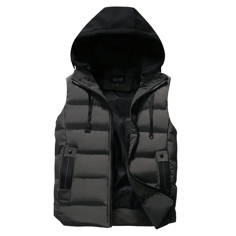 

Men's Vest Jacket Winter Waterproof Warm Sleeveless Men Jacket Fashion Hooded Casual Vest Men Autumn Thicken Waistcoat 4XL