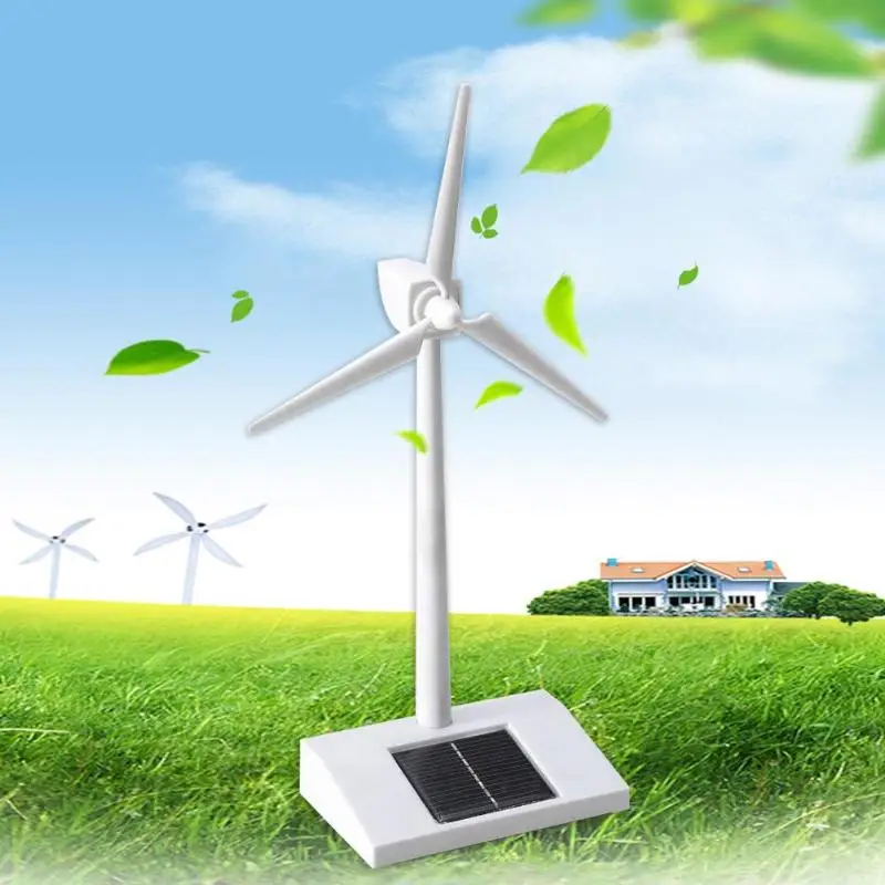 

Solar Powered Windmill Toy 3D Model Education Fun Science Prop ABS Plastics Wind Turbine for Kids Boy Puzzle Game