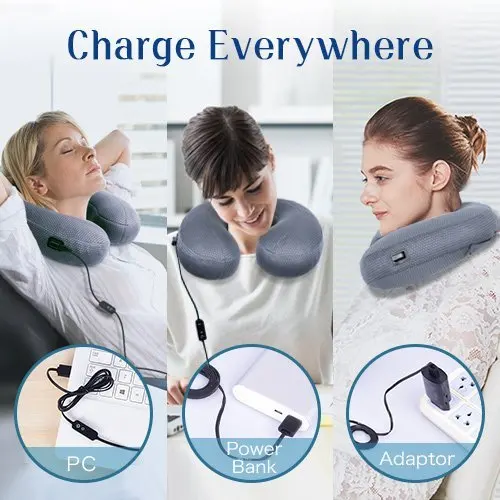 

GRAPHENE TIMES Pure Graphene U Shape Air Filled Neck Support Pillow Inflatable Travel Pillow Far Infrared Physical Therapy