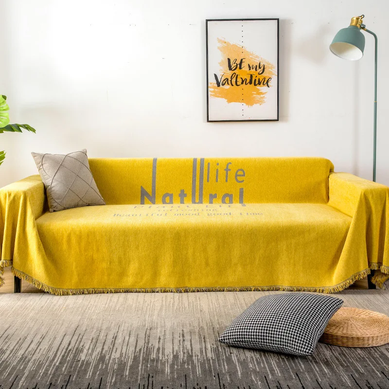 

Jelis Sofa Towel Throw Blanket Solid Color Knitting Sofa Covers Chenille Anti Pilling Slipcovers Protect Cover Home Textile