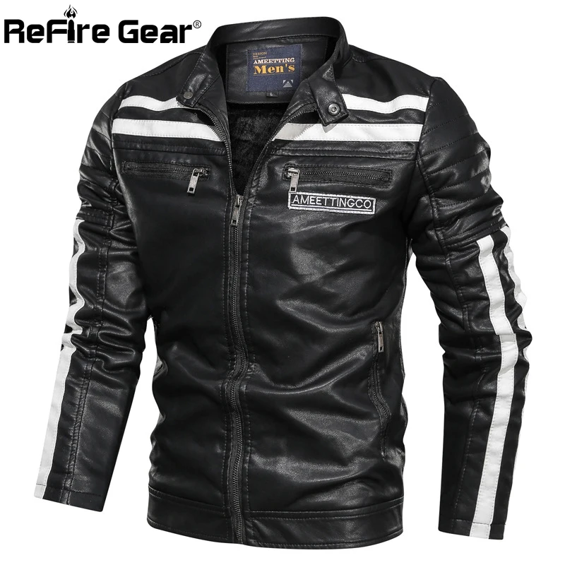 Куртка ReFire Gear Мужская мотоциклетная из искусственной кожи теплая винтажная