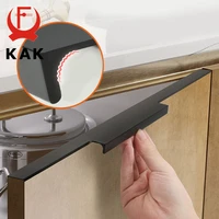 kak black hidden cabinet handle aluminum alloy kitchen cupboard door pulls drawer knobs long handle furniture handle hardware