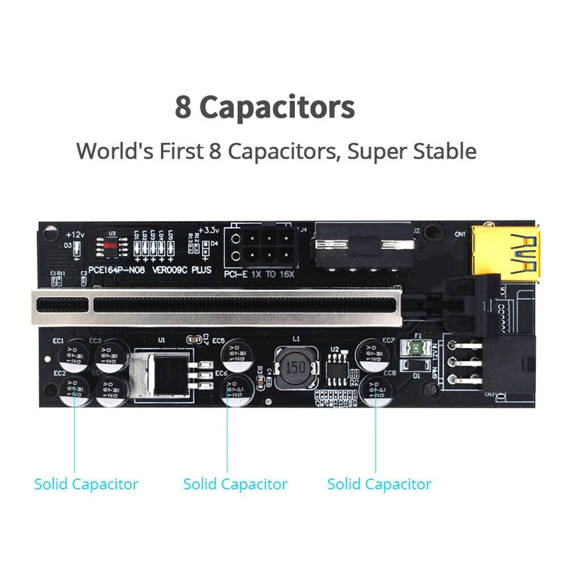 VER009C PLUS usb 3.0 PCI-E Райзер Экспресс 1X до 16X адаптер карта SATA 15 контактов 6 питания |