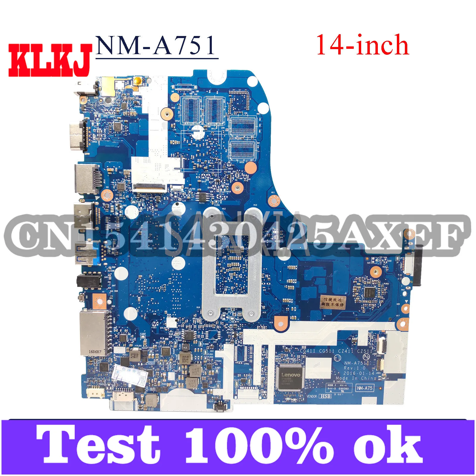 

KLKJ NM-A751 Laptop motherboard for Lenovo 310-14ISK 510-14ISK original mainboard 4GB-RAM I3-6006U GT940MX/GT920M 2GB