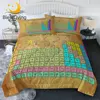 BlessLiving Periodic Table Summer Quilt Set Chemical Cool Blanket with Pillow Covers Scientific Home Textiles Yellow Bed Set 1