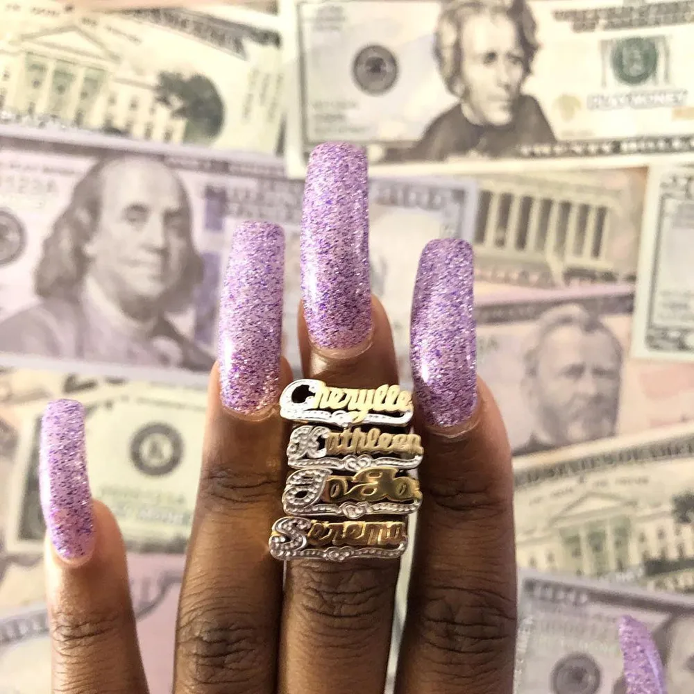 Женское кольцо с надписью VishowCo Золотое из нержавеющей стали в стиле хип-хоп 2021 -