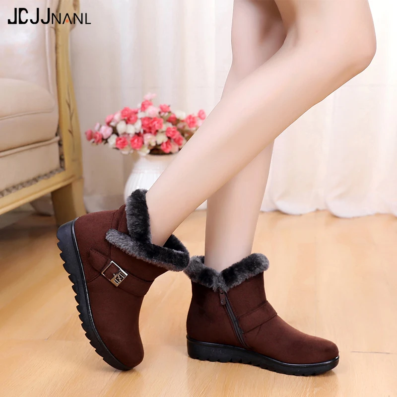 Women Snow Boots Warm Short Fur Plush Winter Ankle Boot Plus Size Platform Ladies Suede Zip Shoes Female Comfort Drop Shipping |