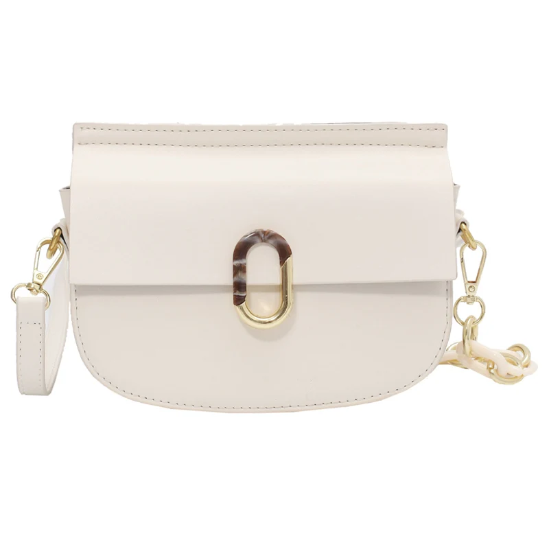 

Solid Color Flip Saddle Bag 2021 Spring New High-quality PU Leather Women's Designer Handbag Lock Shoulder Messenger Bag Purses