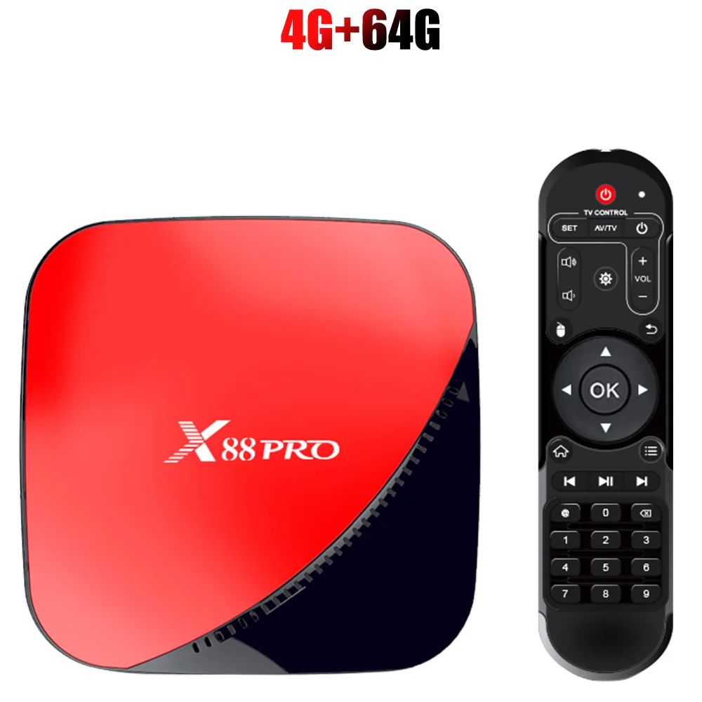 X88 PRO tv Box Android 9,0 4 Гб 4 к ТВ-приставка ram 64 ГБ 32 ГБ Google голосовой помощник Rockchip RK3318 четырехъядерный Wifi Youtube 4K - Цвет: Red 4G X 64G