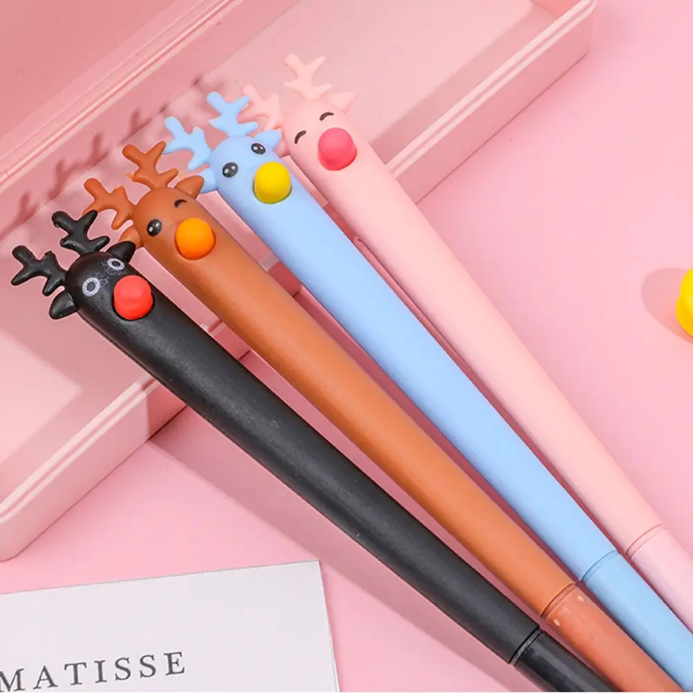 

Lovely Kawaii Fawn Elk Pen Creative Cartoon Elk Gel Pens Replaceable Students Writing Pen Office School Supplies Xmas Gifts