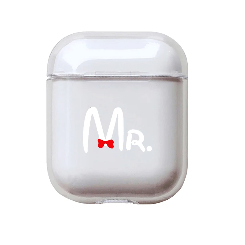 Роскошные слова пара наушники чехол для Apple airpods Mr Mrs Bluetooth наушники чехол для Airpods наушники жесткие элементы чехол